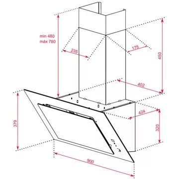 Hotte décorative murale inclinée							TEKA				DVT 98660 TBS BK + KIT RECIRC.