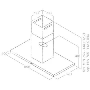 Hotte décorative îlot							ELICA				THIN ISLAND IX/A/120