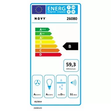 Hotte encastrable 							NOVY				CRYSTAL 26080  90cm Verre Blanc