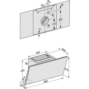 Hotte décorative murale inclinée							MIELE				DAH 2960 OBSW Escala