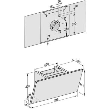 Hotte décorative murale inclinée							MIELE				DAH 2960 OBSW EXTA Escala