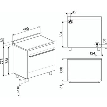 Piano de cuisson gaz							SMEG				SX91GM