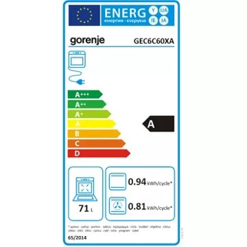 Cuisinière vitrocéramique							GORENJE				GEC6C60XA