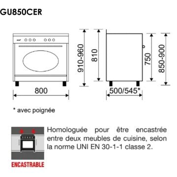 Piano de cuisson gaz							GLEM				GU850CER