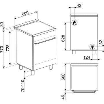 Cuisinière gaz							SMEG				SX61GM