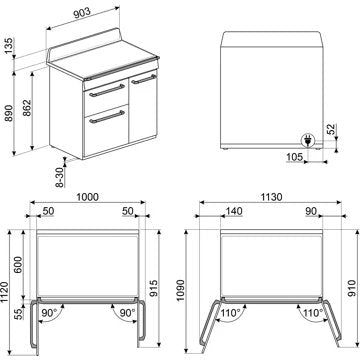 Piano de cuisson induction							SMEG				TR93IBL2