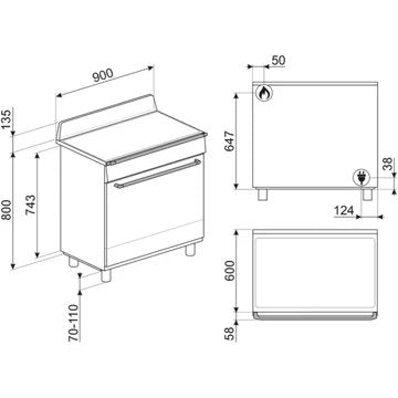 Piano de cuisson gaz							SMEG				TR90GMGR