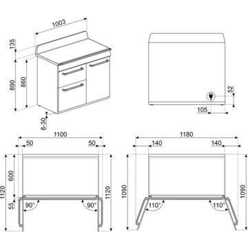 Piano de cuisson induction							SMEG				TR103IGR2