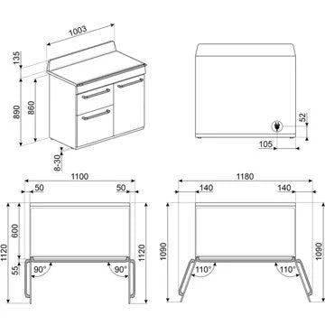 Piano de cuisson mixte							FALCON				DELUX110 MIXT CREM/CROME