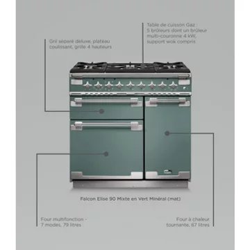 Piano de cuisson gaz							FALCON				ELISE 90 VERT MINERAL MAT NICKEL