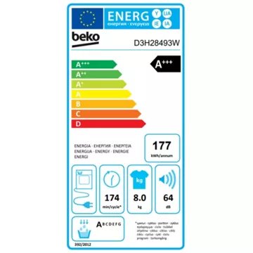 Sèche linge pompe à chaleur							BEKO				D3H28493W