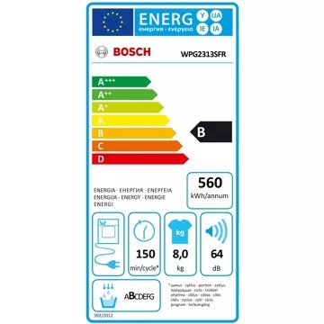 Sèche linge à condensation							BOSCH				WPG2313SFR Serenity Série 6