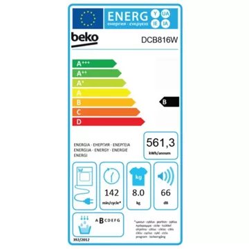 Sèche linge à condensation							BEKO				DCB816W