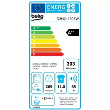 Sèche linge pompe à chaleur							BEKO				D3H211393W