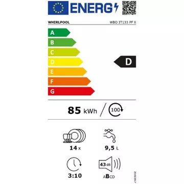 Lave vaisselle encastrable 							WHIRLPOOL				WBO3T133PFX 6ème sens