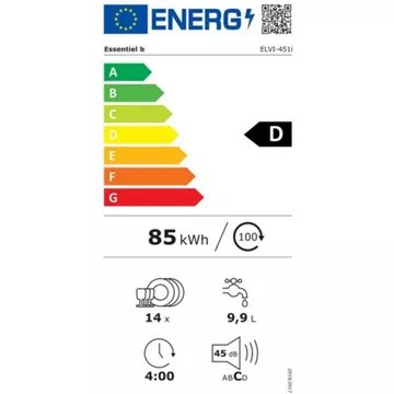 Lave vaisselle encastrable 							ESSENTIELB				ELVI-451i