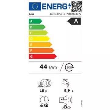 Lave vaisselle encastrable 							BEKO				BDIN38571C