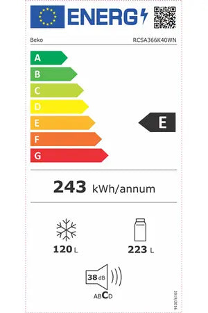 Refrigerateur congelateur en bas Beko RCSA366K40WN Beko