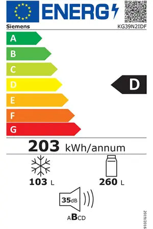 Réfrigérateur congélateur en bas Siemens KG39N2IDF HYPERFRESH Siemens