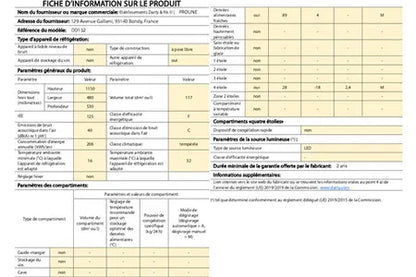 Refrigerateur congelateur en haut Proline DD132 Proline