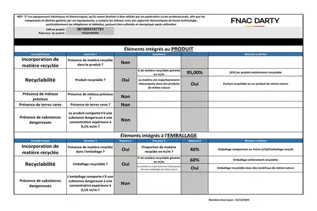 Réfrigérateur congélateur en haut Thomson THD254NFWH Thomson