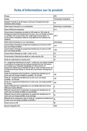 Sèche-linge Aeg TR71A2G2CO Aeg